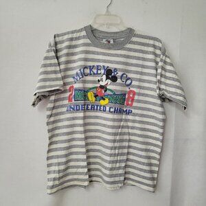 Vintage Mickey & Co Shirt Adult XL Grey Stripe Undefeated Champ Collectors‎ Tee